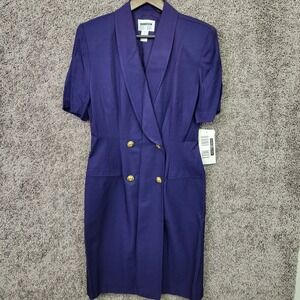 Lois Snyder Dani Max Blazer Dress Women 12 Purple NWT Vintage 90s Double-Breast